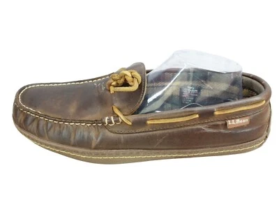 LL Bean Men's Handsewn Slippers Flannel Lined Leather Brown Size 10 M - Image 1 of 4