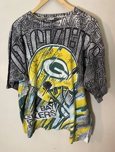 Vintage AOP Magic Johnson Packers T Shirt Signed Brett Favre - Picture 1 of 7