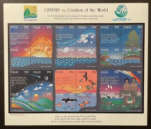 PALAU GENESIS CREATION OF THE WORLD STAMP SHEET 24V 1992 MNH RELIGION WHALE BIRD - Picture 1 of 1