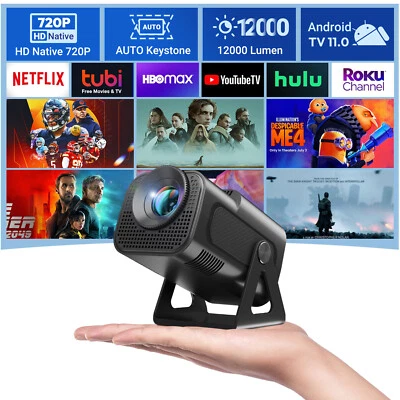 4K Projector 12000LMS 1080P 3D 5G WiFi Bluetooth Video Home Theater 200" Display - Image 1 of 4