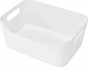 Medium White Cut Out Edge Tub Storage Tub Pantry Laundry or Bathroom Organizer. - Picture 1 of 7
