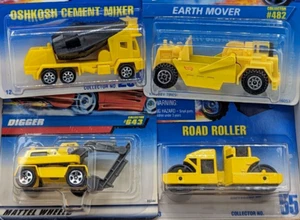 Hot Wheels Construction Vehicles Earth Mover, Road Roller, Cement Mixer & Digger - Picture 1 of 8