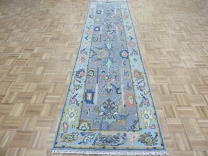 3 x 12 Runner Hand Knotted Gray Colorful Turkish Oushak Oriental Rug G13828 - Picture 1 of 12