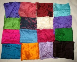 LOT PURE SILK Antique Vintage Sari Fabrics REMNANT 16 pcs 8" SQUARES PLAIN SOLID - Picture 1 of 2