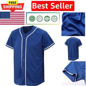 Lightweight Polyester Baseball Jersey - Button Down Shirt for All Occasions - Picture 1 of 6