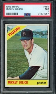 1966 Topps #455 Mickey Lolich PSA 7 NM LOOK! SV - Picture 1 of 2