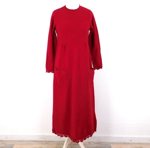 Vintage Fleece Red Nightgown Size Small Long Maxi - Picture 1 of 8