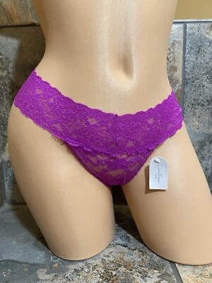 Bragas de bikini transparentes de encaje Y2K de tiro bajo Jessica Simpson para mujer púrpura nuevas con etiquetas pequeñas Foto 1 de 4