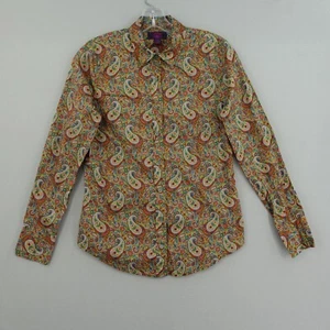 J Crew Liberty Fabrics Long Sleeve Shirt Womens 2 Green Multi Paisley Print - Picture 1 of 12