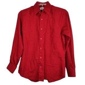 Modena Red Button Up Dress Shirt Men Size 15 32 33 Long Sleeve Pocket Business - Picture 1 of 7