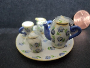 DOLLHOUSE TEA SET/BLUE FLORAL - Picture 1 of 5