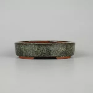 Olla de bonsái japonesa TOKONAME YOZAN forma ovalada W15cm H3,8cm Namako esmaltada - Imagen 1 de 24