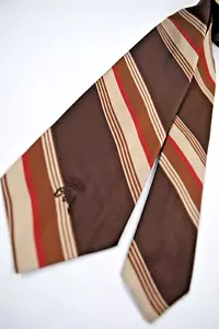 Neck Tie VTG Countess Mara 50s Brown and Burnt Orange Stripe Silk Tie 53 x 3.75" - Picture 1 of 8