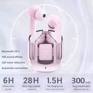 EARBUDS Bluetooth STEREO WIRELESS DIGITAL DISPLAY TRANSPARENT CASE HIGH QUALITY - Picture 1 of 15