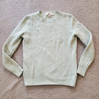 Suéter Vineyard Vines Mujer Verde Medio 100% Cachemira Pullover Tejido con Cable Foto 1 de 4
