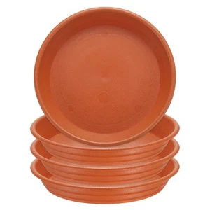 4pcs Plastic Plant Saucer 5.2" Round Drip Tray Flower Pot Saucer, Pottery Red - Picture 1 of 7