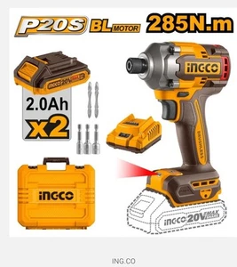 AVVITATORE A IMPULSI INGCO 20V BRUSH LESS CON 2 BATTERIE ATTACCO 1/4 - Foto 1 di 1