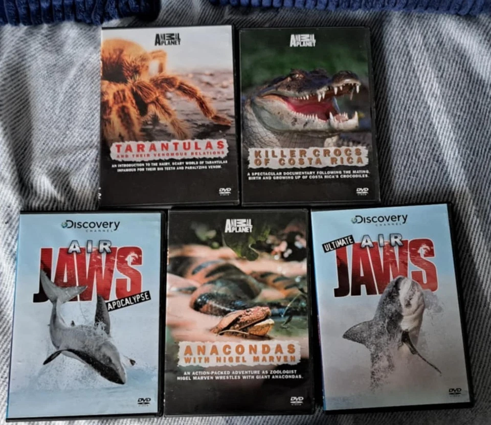 Air Jaws, Tarantulas, Anacondas, Killer Croc DVD's - DISCOVERY CHA /ANIMAL PLANE - Image 1 of 1