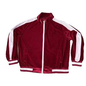 Y2K Red & White Women’s Soft Velour-Style Full Zip Track Jacket Sz L Vintage - Picture 1 of 7