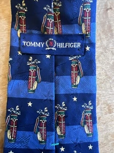 Tommy Hilfiger 100% Italian Silk GOLF Blue Ivory Stripes 58.5" X4" Necktie Tie - Picture 1 of 6