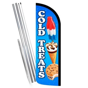 Cold Treats - Ice Cream Premium Windless Feather Flag Bundle (Complete Kit) OR O - Picture 1 of 4