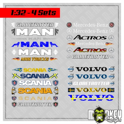 23 Frontscheiben Aufkleber 1:32 Modellbau RC Slotcar LKW Sticker UV-beständig - Bild 1 von 4