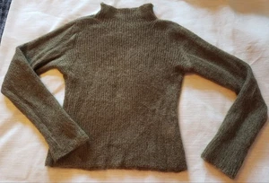 Ladies RAMSAY Long Slv Olive-Brown SOFT Knit Sweater Extra Fine Merino Wool, S - Picture 1 of 3