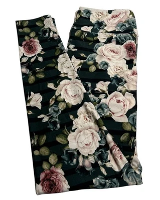 Leggings LuLaRoe OS Talla Única Floral NEGRO VERDE AZULADO Rayas ROSA ACUARELA FLOR DIVERSIÓN Foto 1 de 4