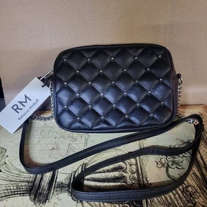 Rebecca Minkoff Umhängetasche schwarz gesteppt Nieten Handtasche Kettenhenkel Eleganz - Bild 1 von 14