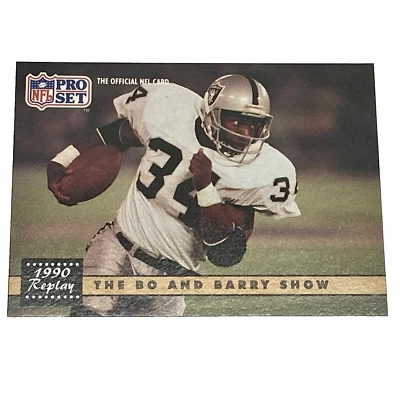 Tarjeta #335 1991 Pro Set NFL Bo Jackson y Barry Sanders LA Raiders Detroit Lions Foto 1 de 4