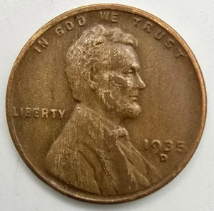 1935 D Lincoln Grano Centesimo Legnoso VF/XF Grana Legno Penny Lega Impropria Miscela Errore - Foto 1 di 4