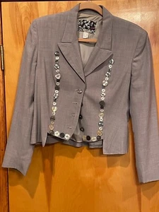 Chaqueta recortada para mujer Cerini hecha en Italia gris EE. UU. talla 10M forma ex - Imagen 1 de 12