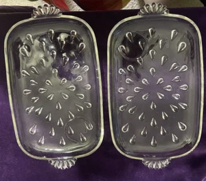 Pair of 50's Hazel Atlas Snack Tray Party Dish Teardrop Pattern Vintage MCM - Picture 1 of 7