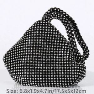 Borsa donna strass cristallo borsetta triangolo pochette borsetta scintillante banchetto - Foto 1 di 12
