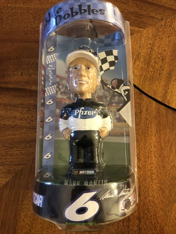 Mark Martin 6 Nascar Bobblehead By Bobble Dobbles 8” Tall Pfizer New Sealed Cover