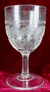 EAPG Goblet Oak Leaf Central Glass Clear Antique #102 - Picture 1 of 5