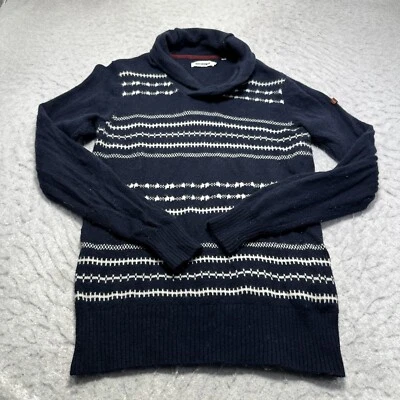 Ben Sherman Cowl Neck Striped Sweater Blue White Lambswool Mens Size Medium M - Image 1 of 4