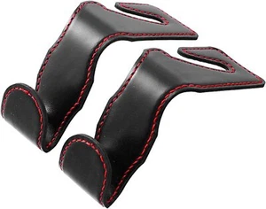 2 Pcs Car Headrest Faux Leather Hooks for Hanging Bags and Groceries, Black - Picture 1 of 5