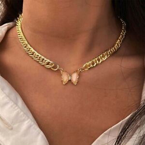 18K Gold filled vintage choker Butterfly necklace for Women, Gold gift jewelry
