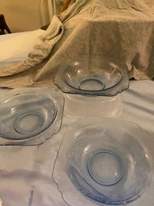 Depression Glass Madrid Blue 7" Square Bowl - s10c - Picture 1 of 3
