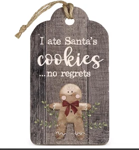 Gingerbread Man Ate Santa's Cookies Ornament w/easel Blossom Bucket NEW 6 x 3.3 - Picture 1 of 2