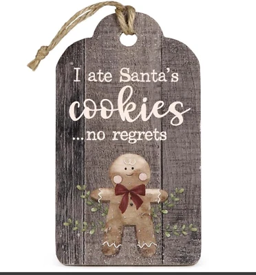 Gingerbread Man Ate Santa's Cookies Ornament w/easel Blossom Bucket NEW 6 x 3.3 Foto 1 de 2