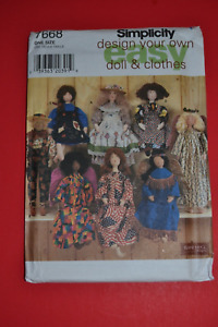 Simplicity 7668 sewing pattern, 28" folk art doll and clothes