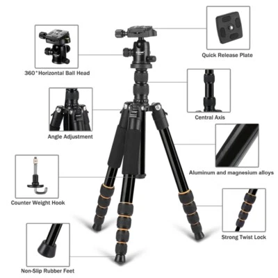 Zomei Q666 Camera Tripod Travel Digital Camera DSLR for Stable Monopod Ball Head - Image 1 of 4