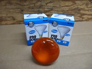 2 Pack 120 Watt BR40 Long Life Rough Service Amber Ambiance Mood Light Bulb - Picture 1 of 6