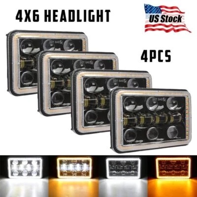 Faros DRL 4x6" punto 4 piezas para GMC C4500 C5500 Topkick T6500 Chevy Mustang C10 Foto 1 de 4