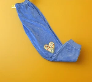Mini Boden Velour Pants Embroidered Paisley Heart Patch Knee Size 12 New - Picture 1 of 9