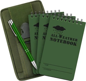Wasserdichtes Notizbuch und Stift Set 3 x 5 Zoll Pocket Tactical Notebook mit 1 Metall - Bild 1 von 12