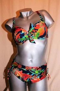 LIDEA unterlegtes Bügel Bikini Set 5800/700 blau/bunter Print 38D 38 D NEU - Bild 1 von 5