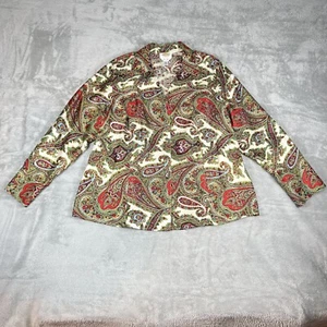 Blusa vintage Talbots seda cachemira lujo colorida cuello en V artística talla grande 18W - Imagen 1 de 7